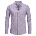 Pink view 1 - FAHIZO Men's Plaid Button Down Dress Shirt Regular Fit Long Sleeve
