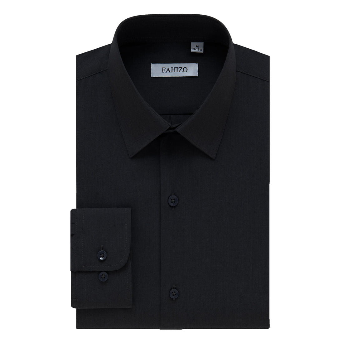 FAHIZO Men's Dress Shirt Casual Regular Fit Stretch Solid Long Sleeve Button Up Shirts