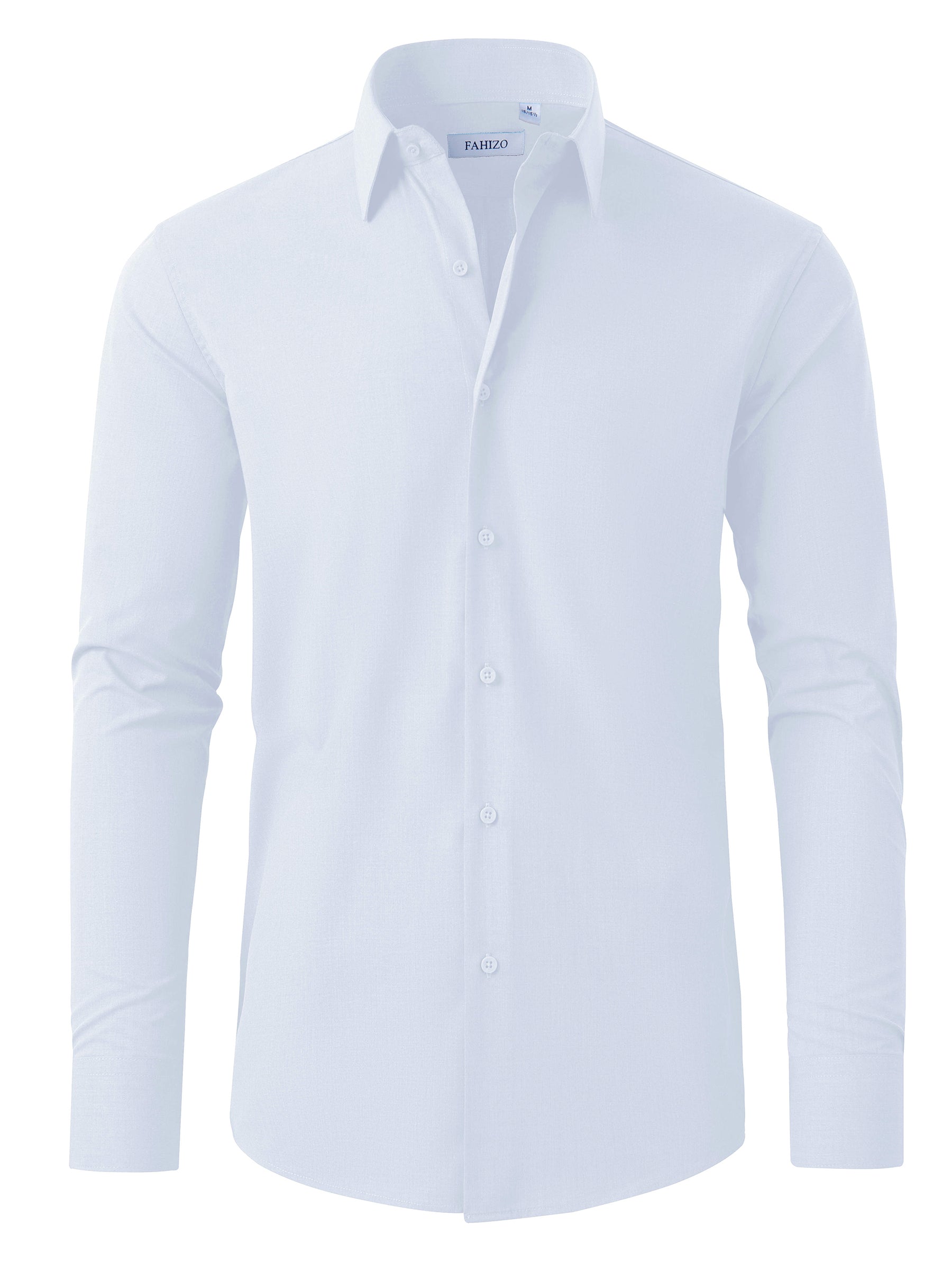FAHIZO Men's Dress Shirt Casual Regular Fit Stretch Solid Long Sleeve Button Up Shirts