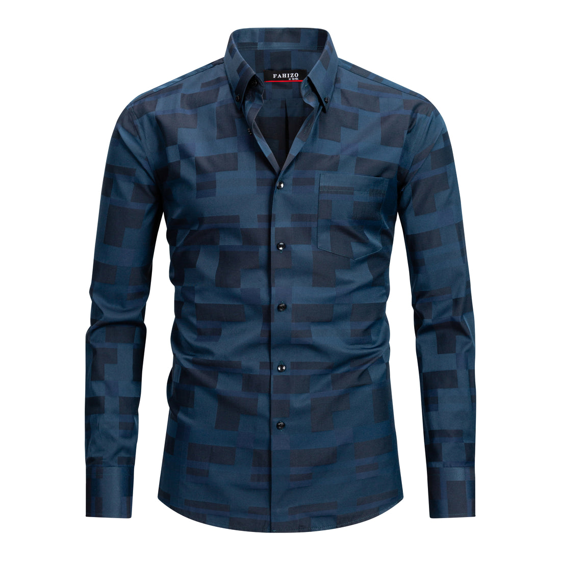 FAHIZO men's plaid button down shirt in green plaid - view 1