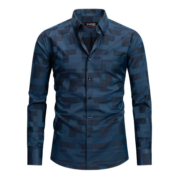 FAHIZO men's plaid button down shirt in green plaid - view 1