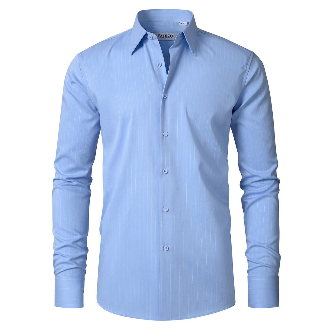 FAHIZO Men's Dress Shirt Regular Fit Casual Long Sleeve Stripe Stretch Solid