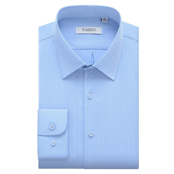 FAHIZO Men's Dress Shirt Regular Fit Casual Long Sleeve Stripe Stretch Solid