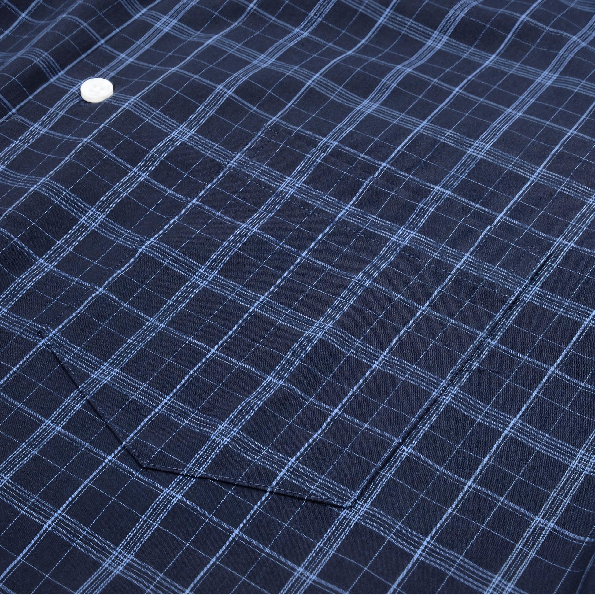 Navy Blue view 1 - FAHIZO Men's Plaid Button Down Dress Shirt Regular Fit Long Sleeve