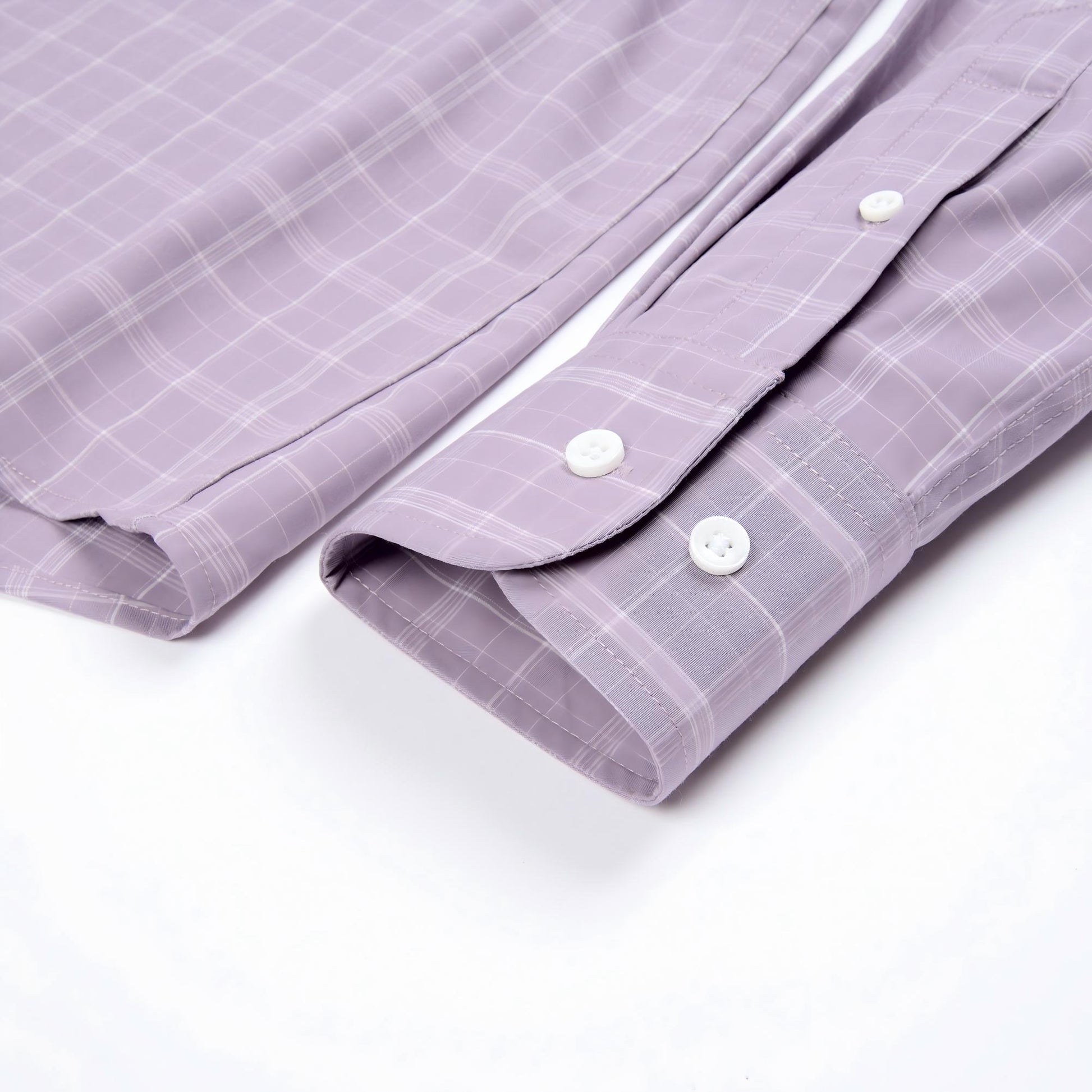 Pink view 4 - FAHIZO Men's Plaid Button Down Dress Shirt Regular Fit Long Sleeve