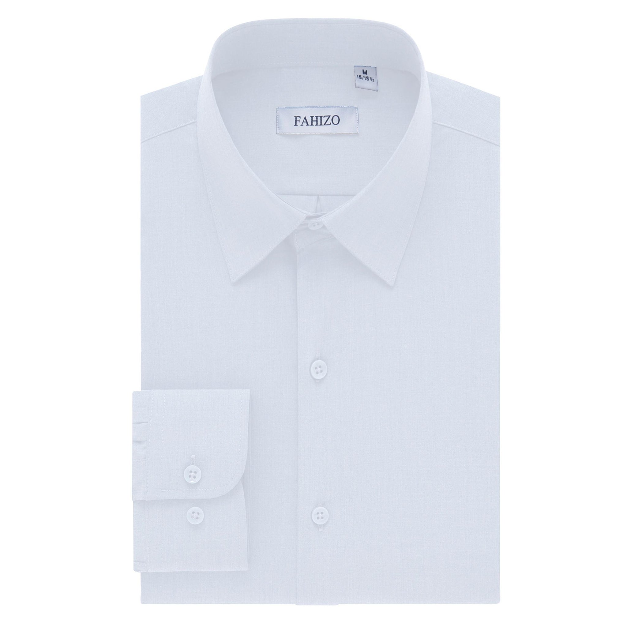 FAHIZO Men's Dress Shirt Casual Regular Fit Stretch Solid Long Sleeve Button Up Shirts