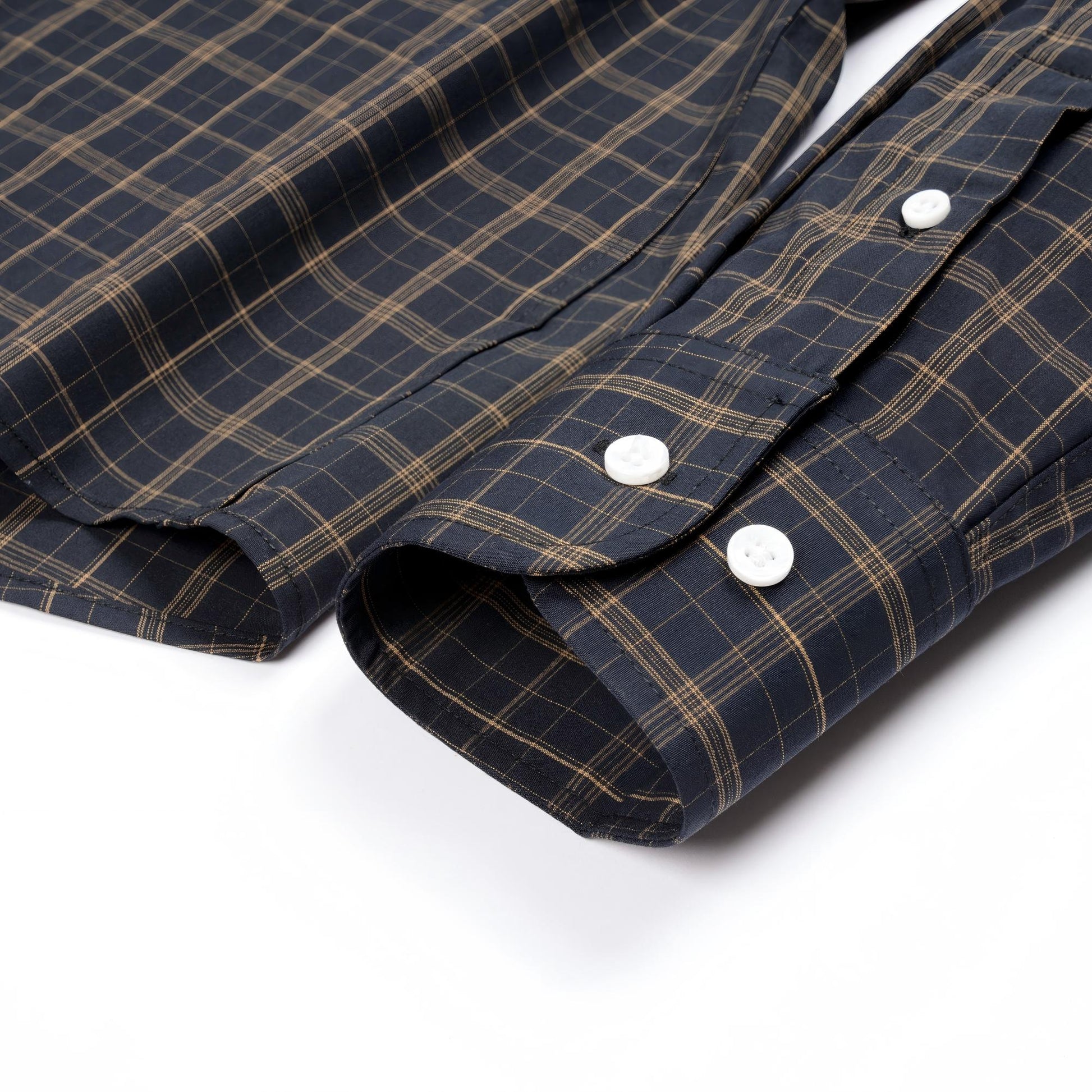 Black view 3 - FAHIZO Men's Plaid Button Down Dress Shirt Regular Fit Long Sleeve