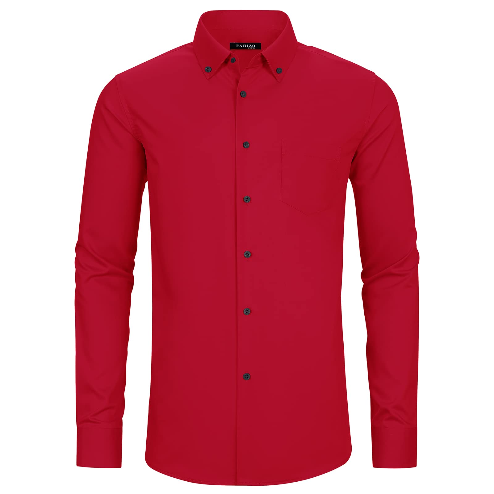 FAHIZO Men's Dress Shirt Regular Fit Soild Casual Business Formal Long Sleeve Button Down Shirts with Pocket