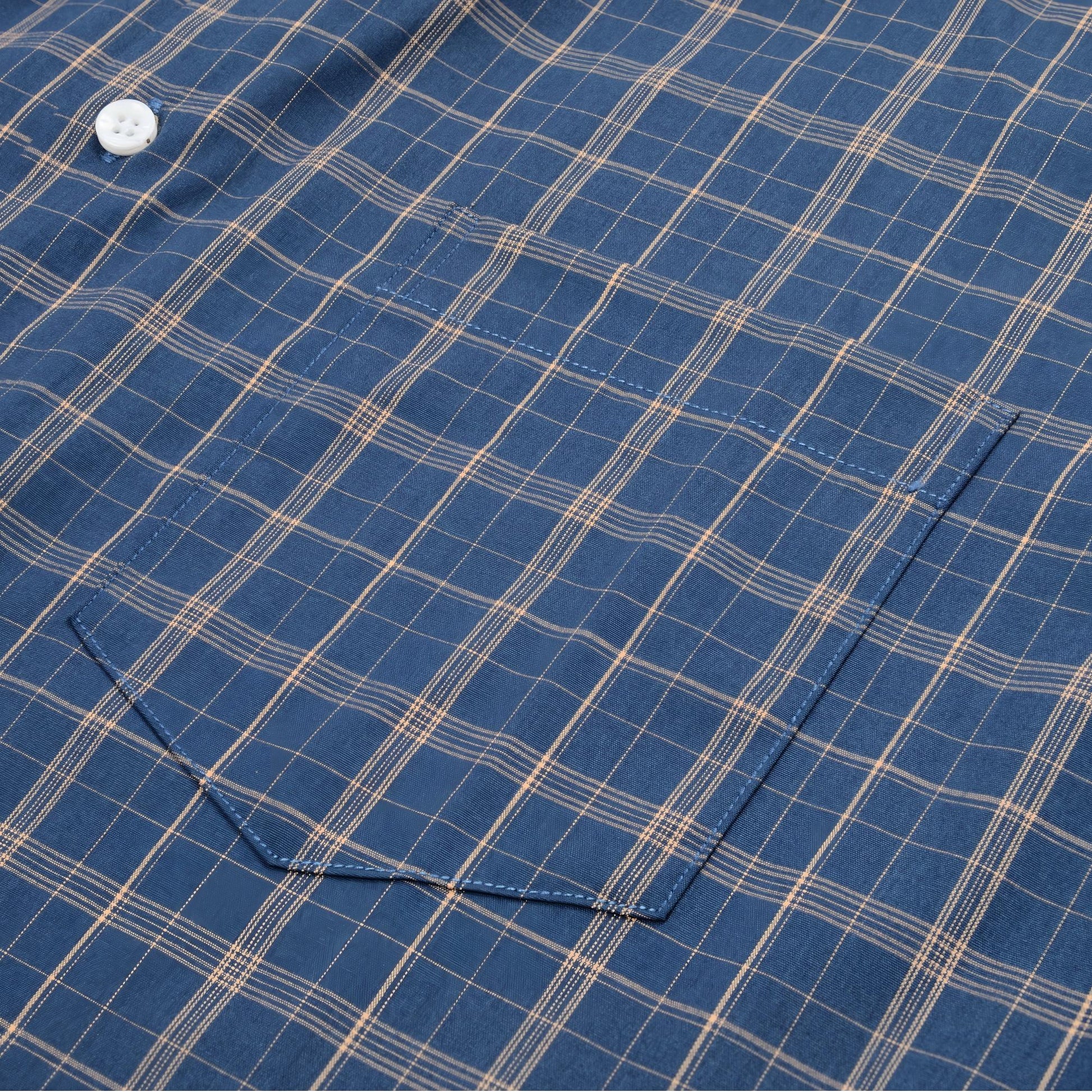 Dark Blue view 2 - FAHIZO Men's Plaid Button Down Dress Shirt Regular Fit Long Sleeve