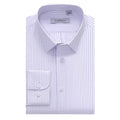 Purple view 1 - FAHIZO Men's Striped Dress Shirt Regular Fit Long Sleeve