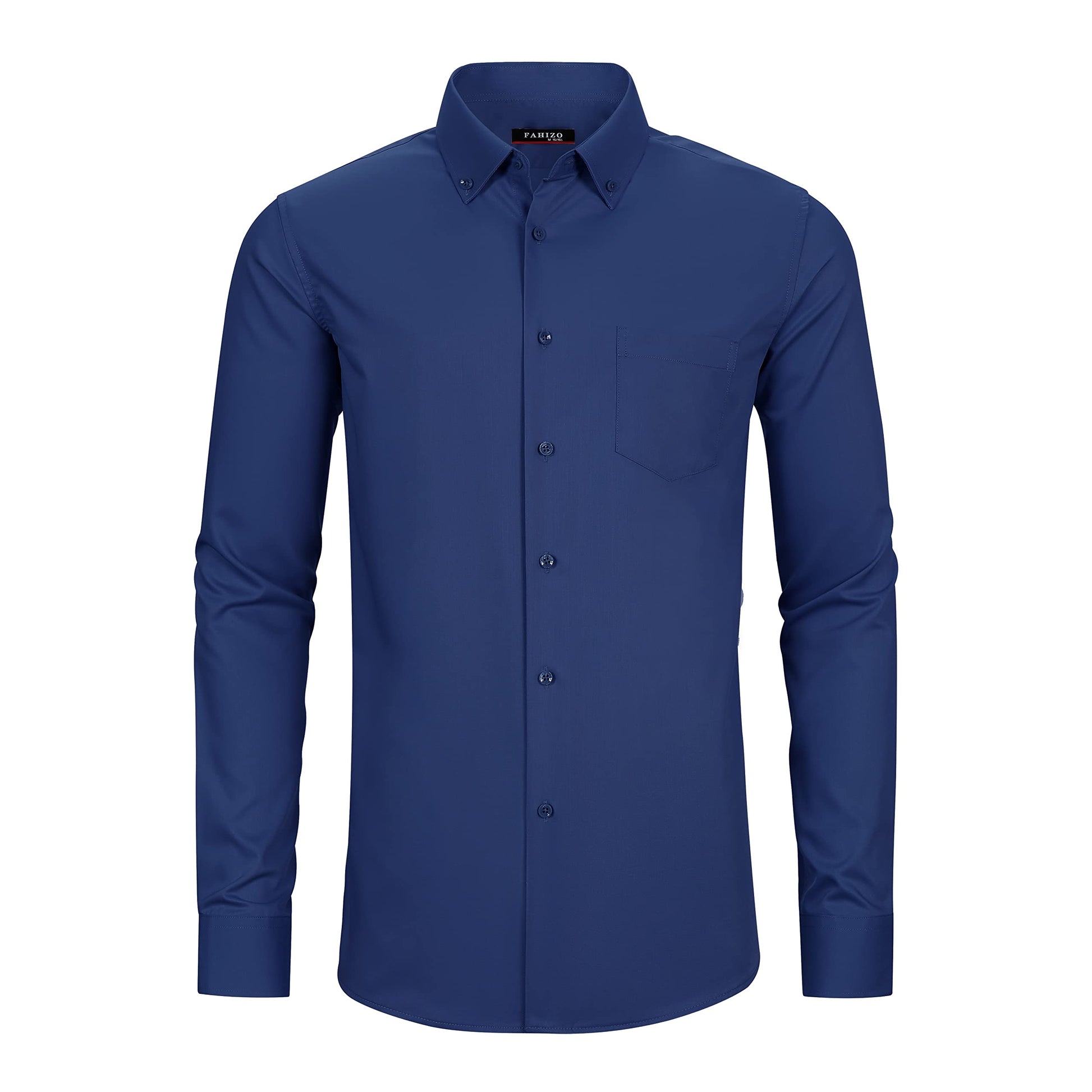 FAHIZO Men's Dress Shirt Regular Fit Soild Casual Business Formal Long Sleeve Button Down Shirts with Pocket