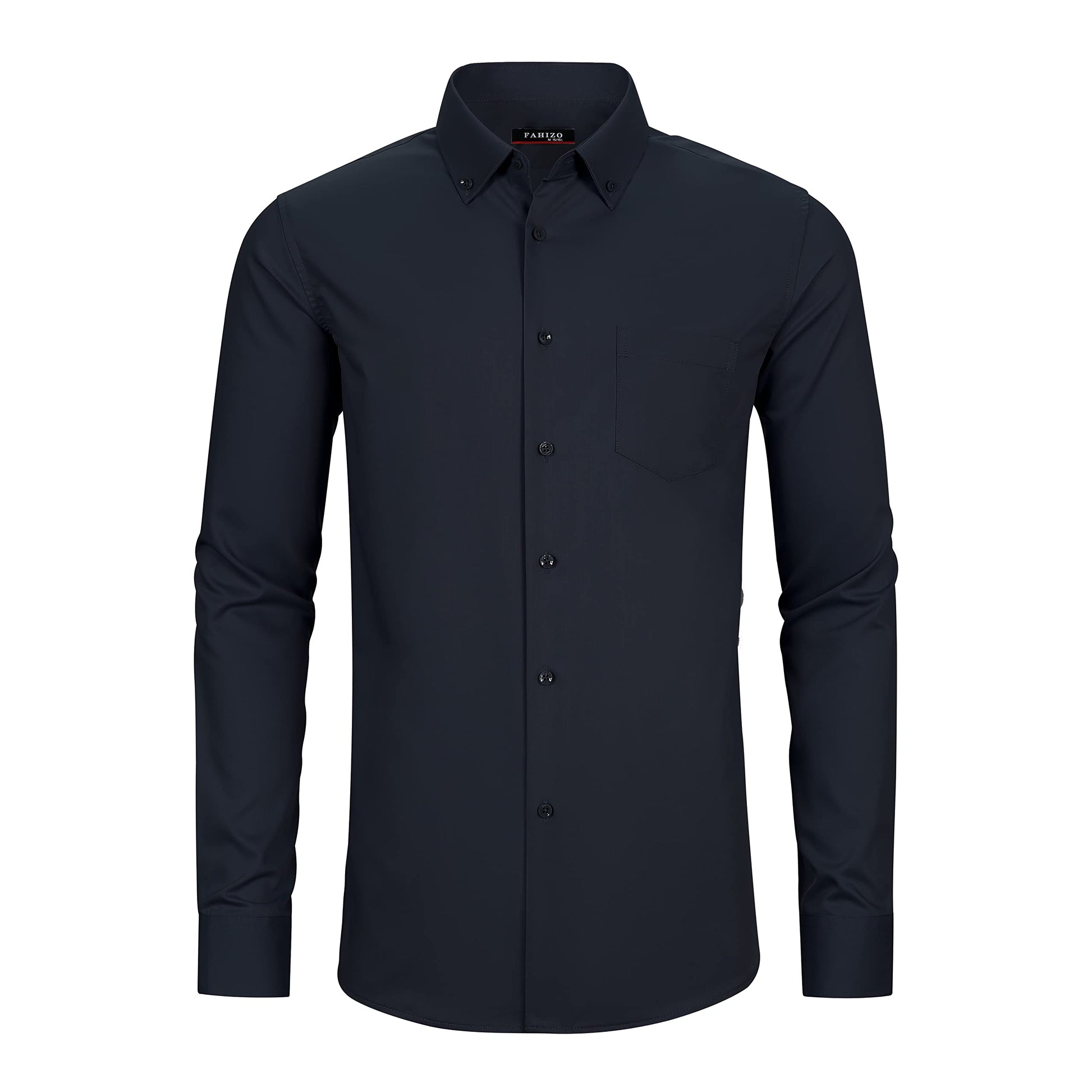 FAHIZO Men's Dress Shirt Regular Fit Soild Casual Business Formal Long Sleeve Button Down Shirts with Pocket