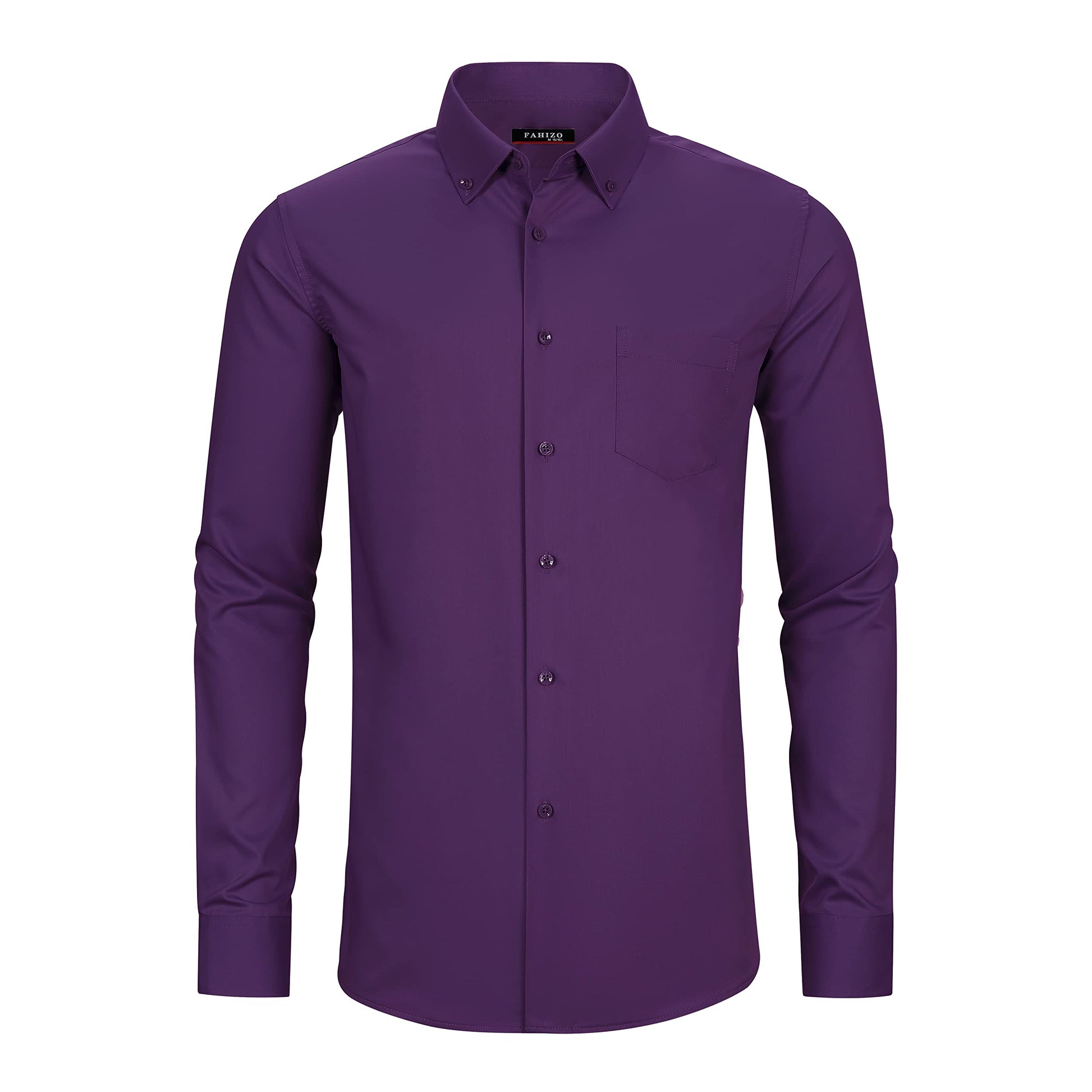 FAHIZO Men's Dress Shirt Regular Fit Soild Casual Business Formal Long Sleeve Button Down Shirts with Pocket