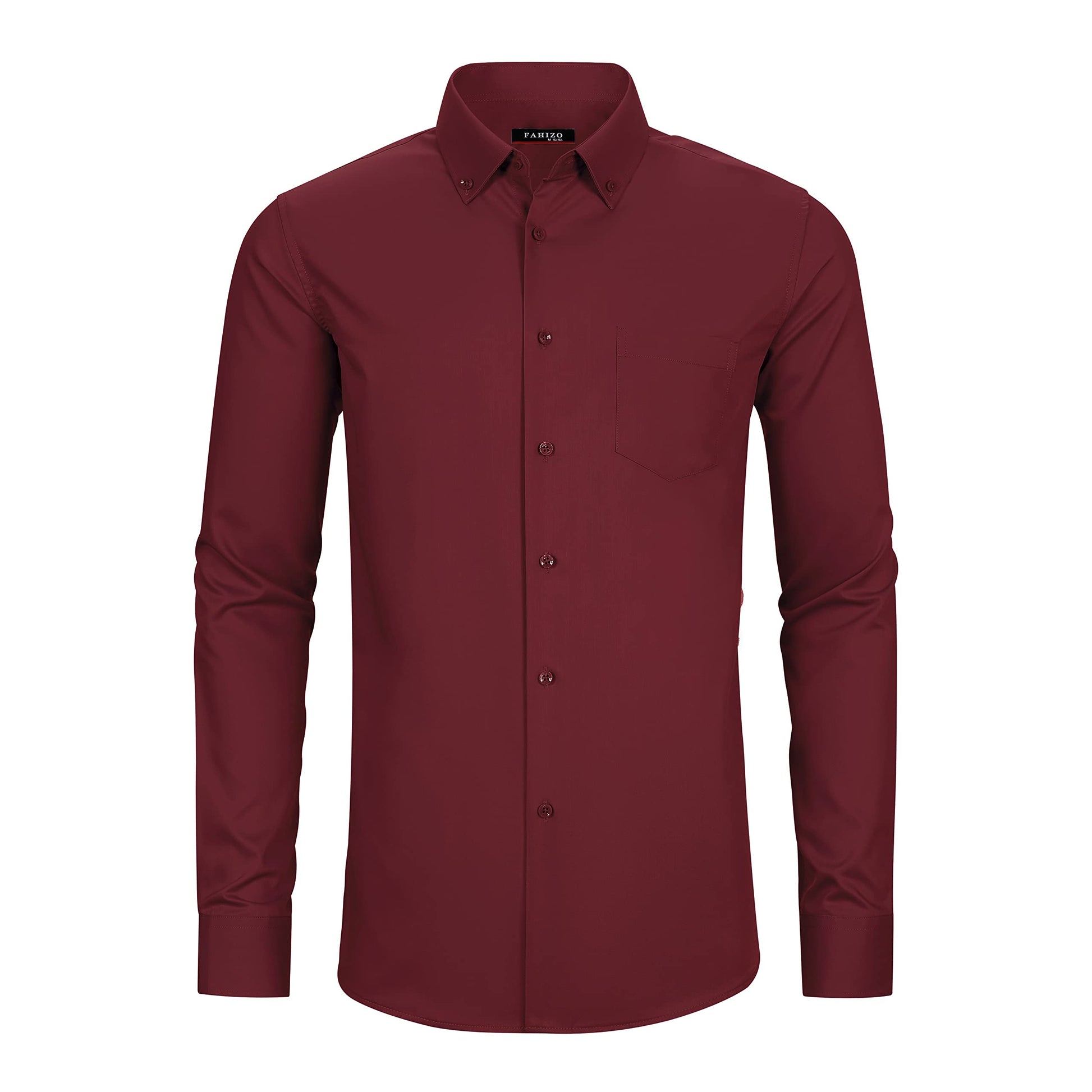 FAHIZO Men's Dress Shirt Regular Fit Soild Casual Business Formal Long Sleeve Button Down Shirts with Pocket