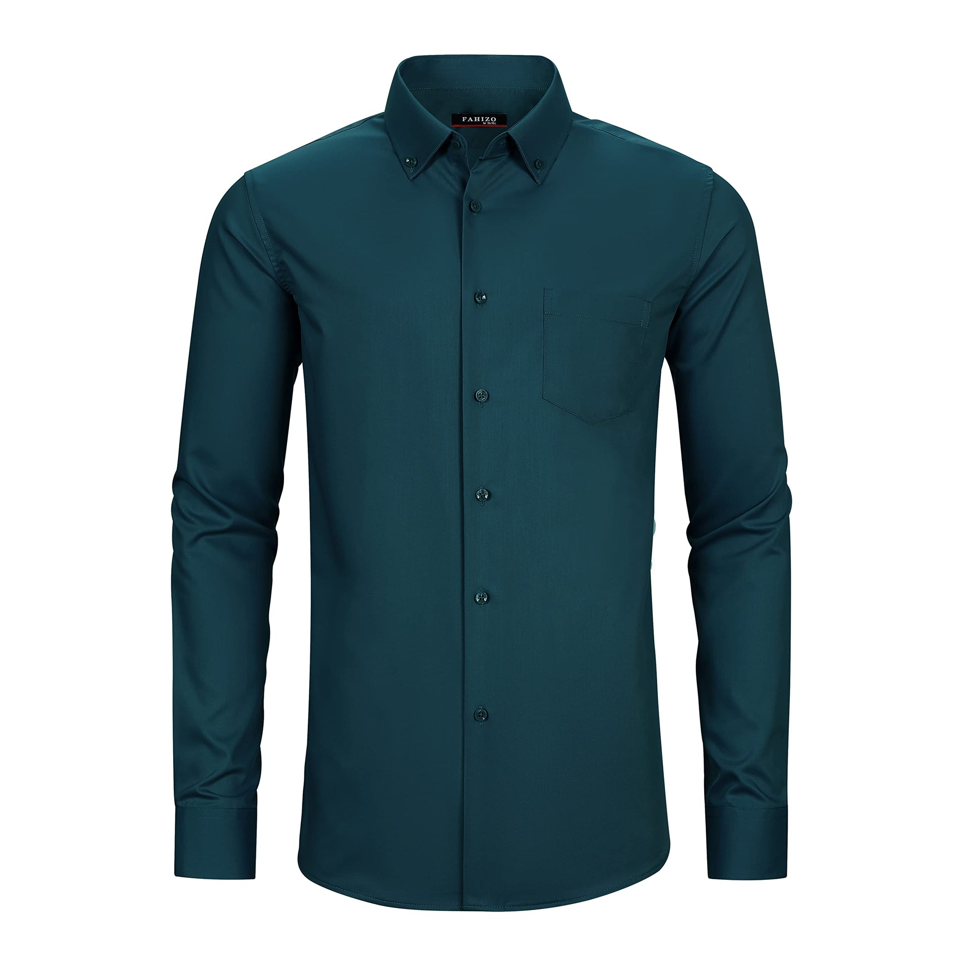 FAHIZO Men's Dress Shirt Regular Fit Soild Casual Business Formal Long Sleeve Button Down Shirts with Pocket
