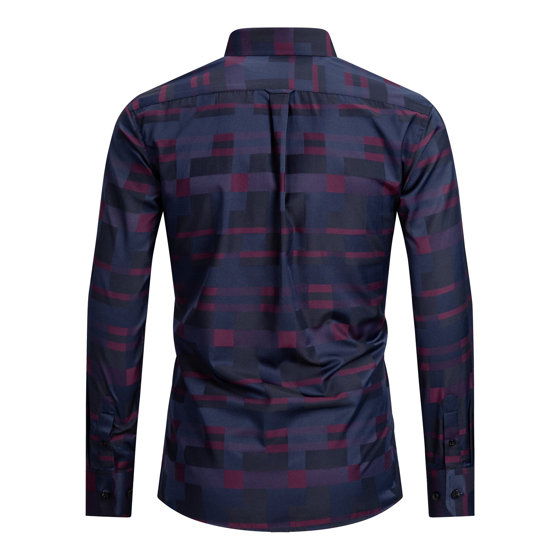 FAHIZO men's plaid button down shirt in red plaid - view 2