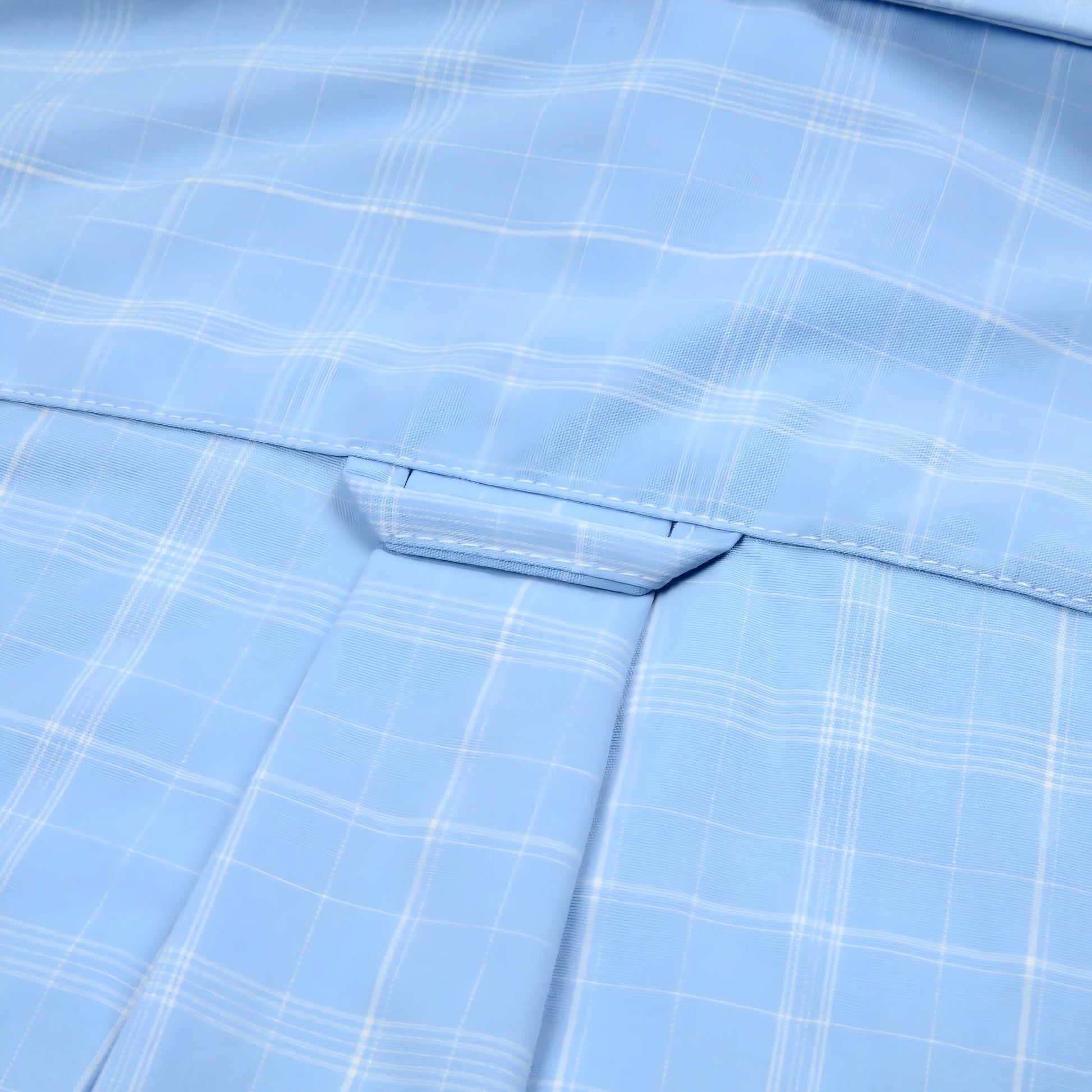 Light Blue view 4 - FAHIZO Men's Plaid Button Down Dress Shirt Regular Fit Long Sleeve