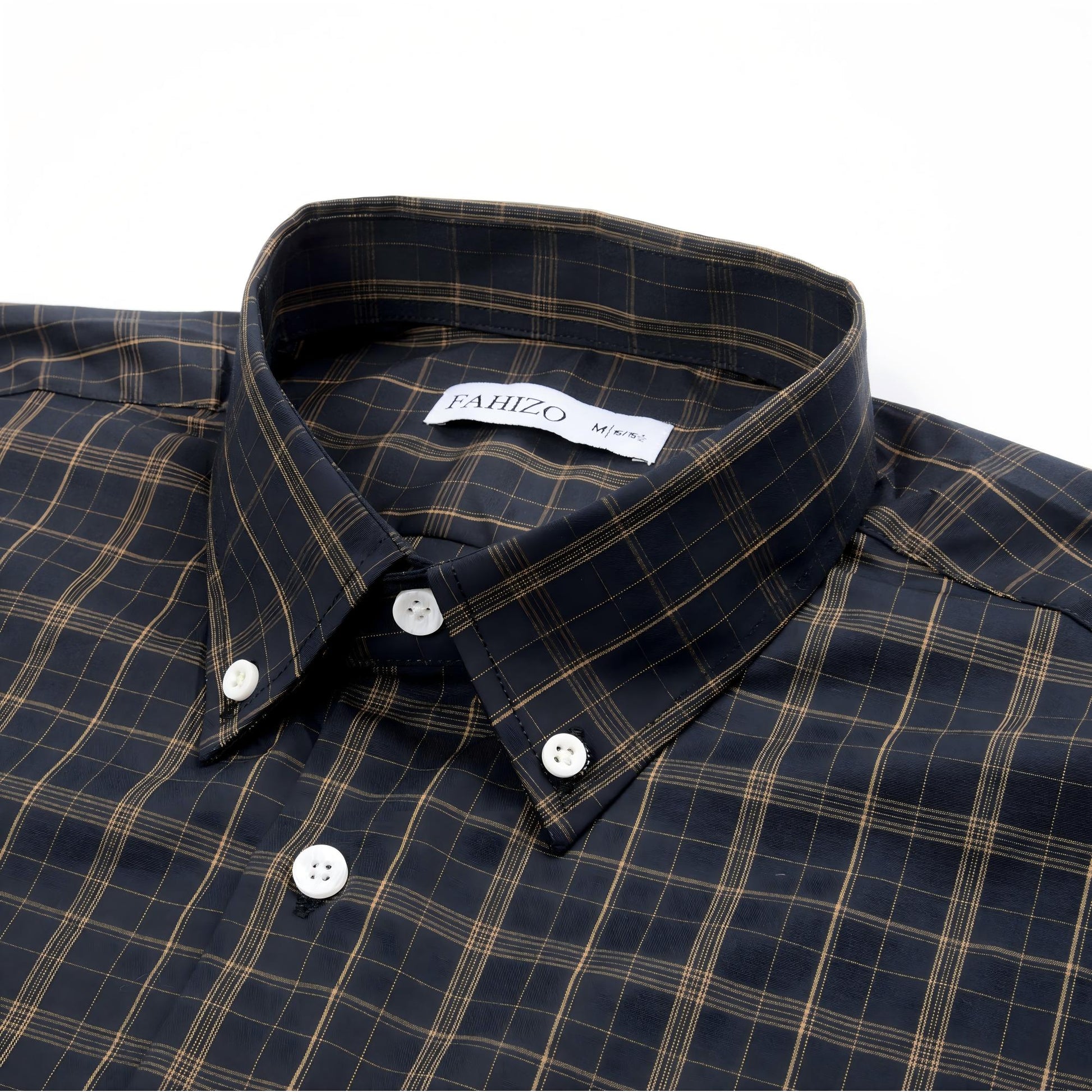 Black view 5 - FAHIZO Men's Plaid Button Down Dress Shirt Regular Fit Long Sleeve