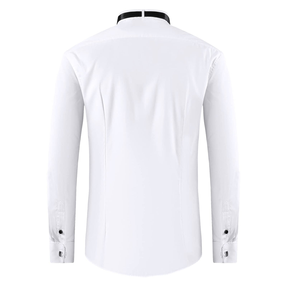 FAHIZO Men's White Tuxedo Shirt with Wing Collar, French Cuffs & Accessories