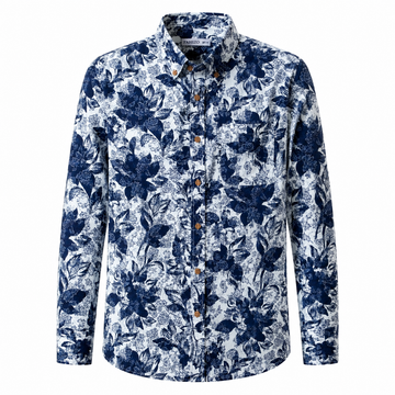 FAHIZO Men's Button Down Regular Fit Long Sleeve Floral Print Casual Shirts
