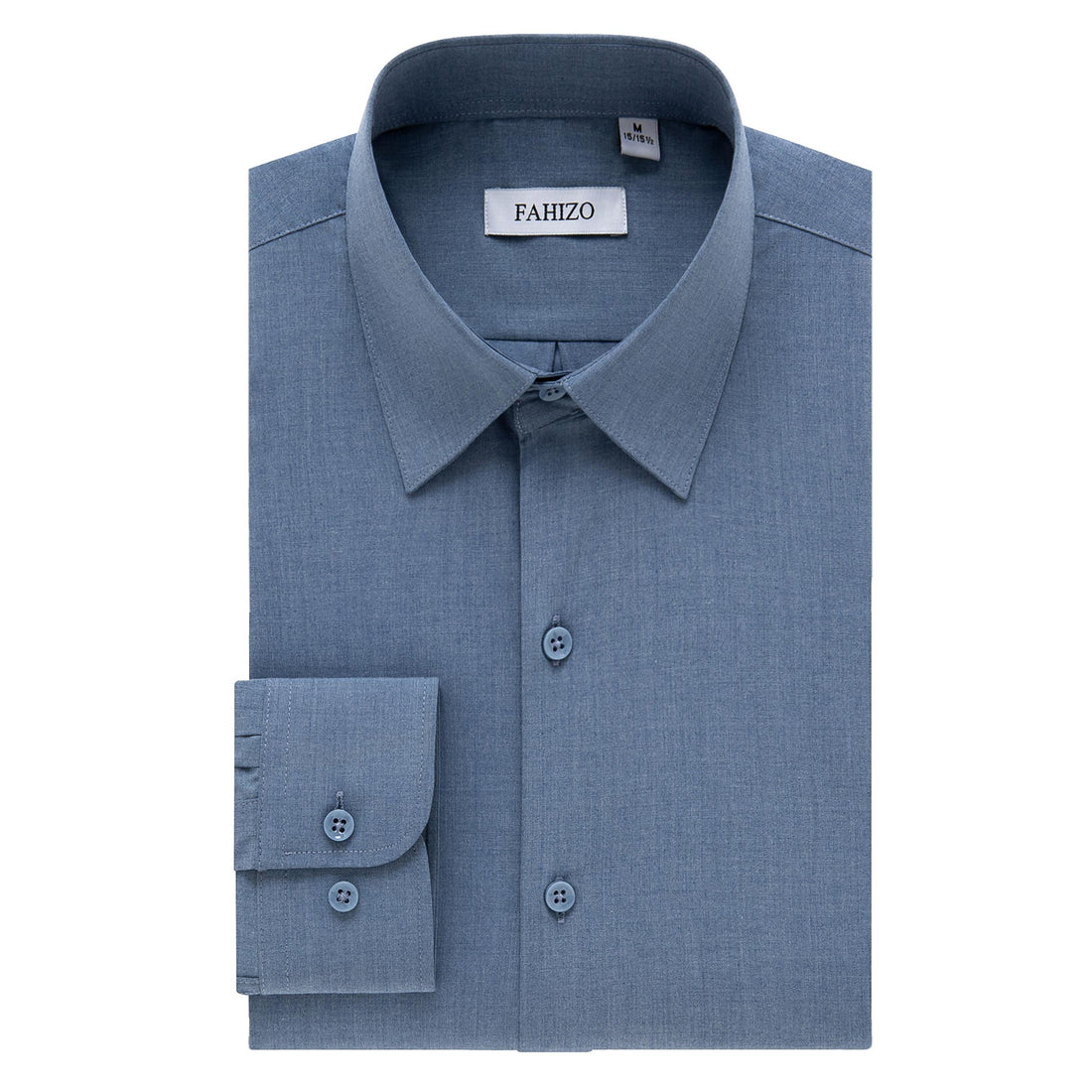 FAHIZO Men's Dress Shirt Casual Regular Fit Stretch Solid Long Sleeve Button Up Shirts