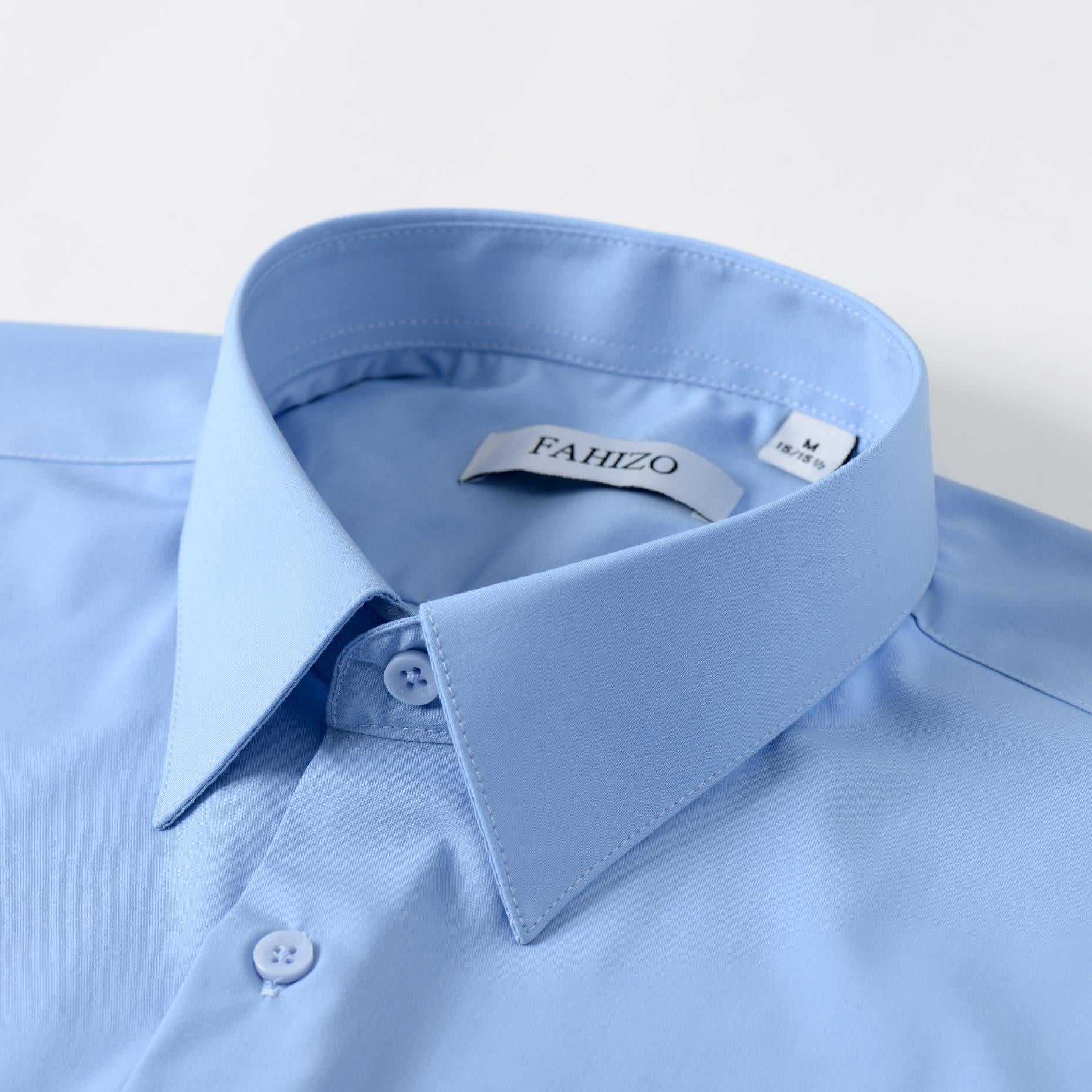 FAHIZO Men's Dress Shirt Casual Regular Fit Stretch Solid Long Sleeve Button Up Shirts