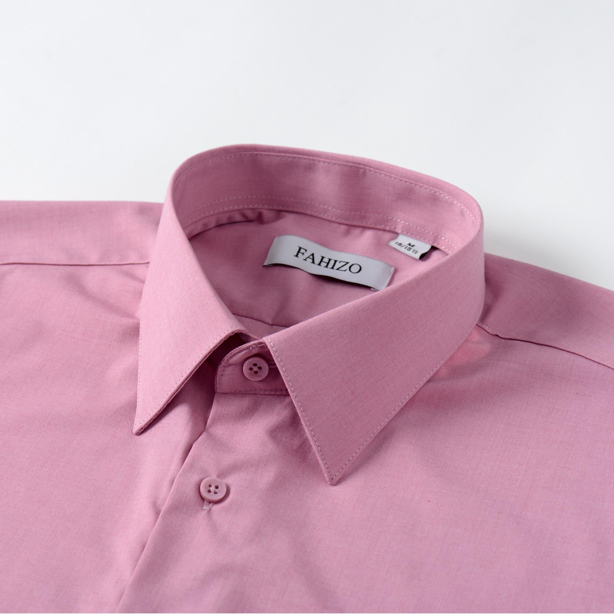 FAHIZO Men's Dress Shirt Casual Regular Fit Stretch Solid Long Sleeve Button Up Shirts