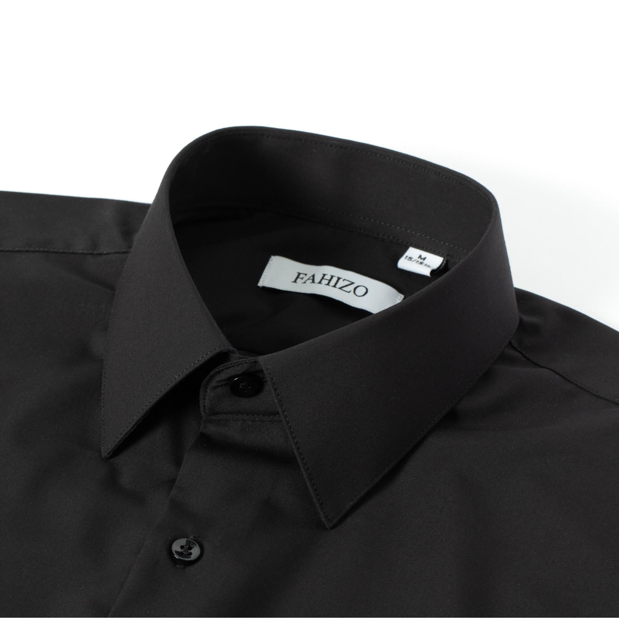 FAHIZO Men's Dress Shirt Casual Regular Fit Stretch Solid Long Sleeve Button Up Shirts