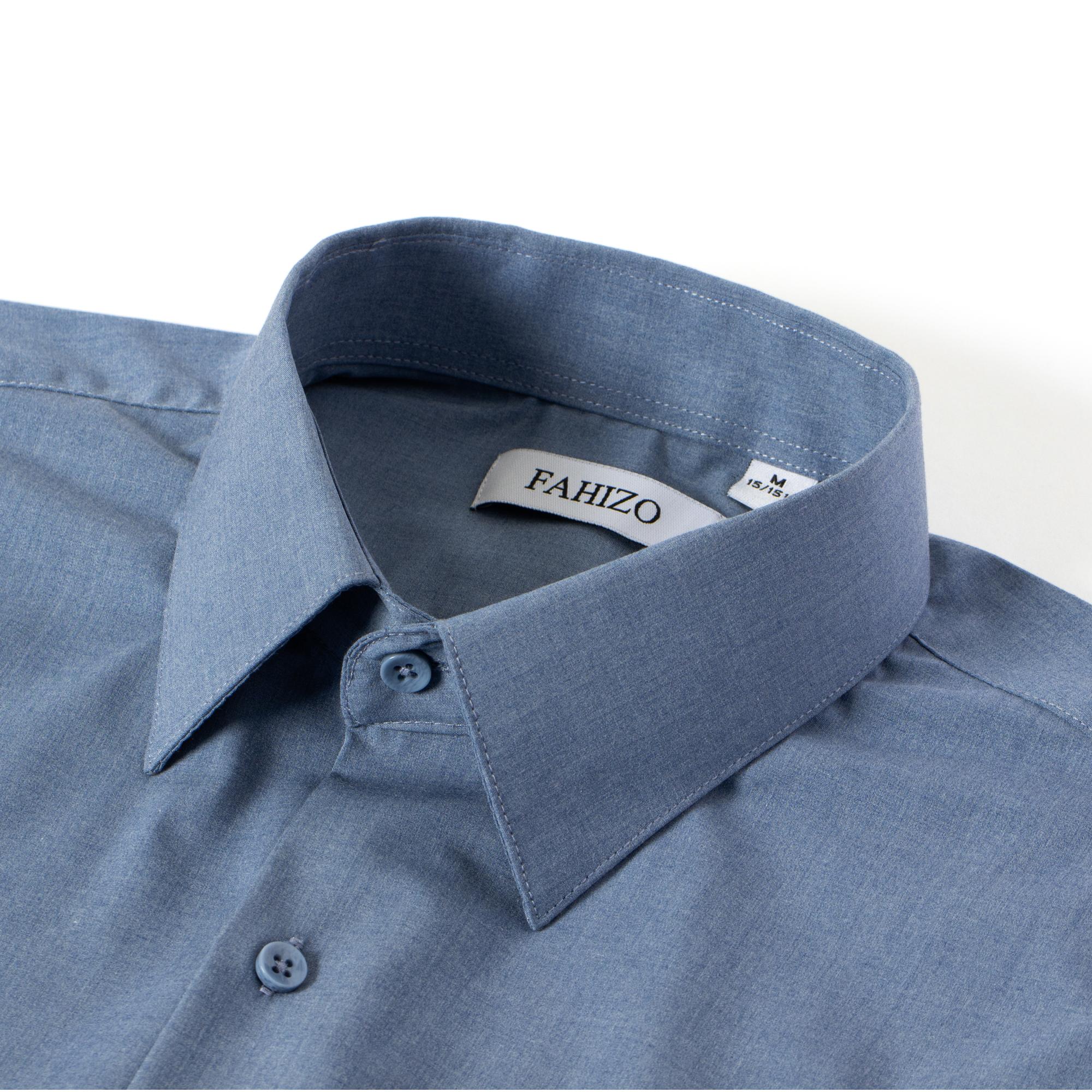 FAHIZO Men's Dress Shirt Casual Regular Fit Stretch Solid Long Sleeve Button Up Shirts