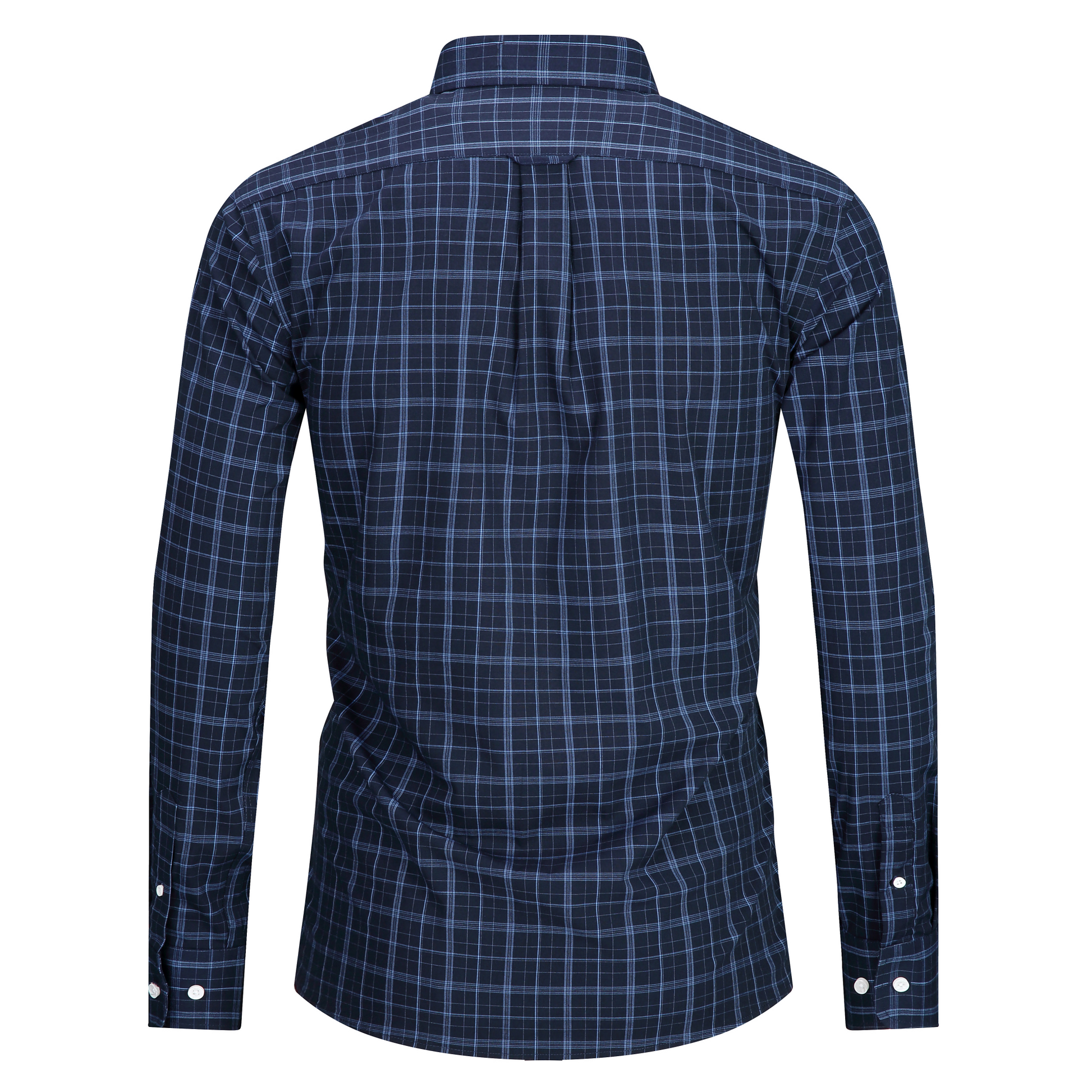 Navy Blue view 6 - FAHIZO Men's Plaid Button Down Dress Shirt Regular Fit Long Sleeve