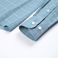 Green view 6 - FAHIZO Men's Plaid Button Down Dress Shirt Regular Fit Long Sleeve