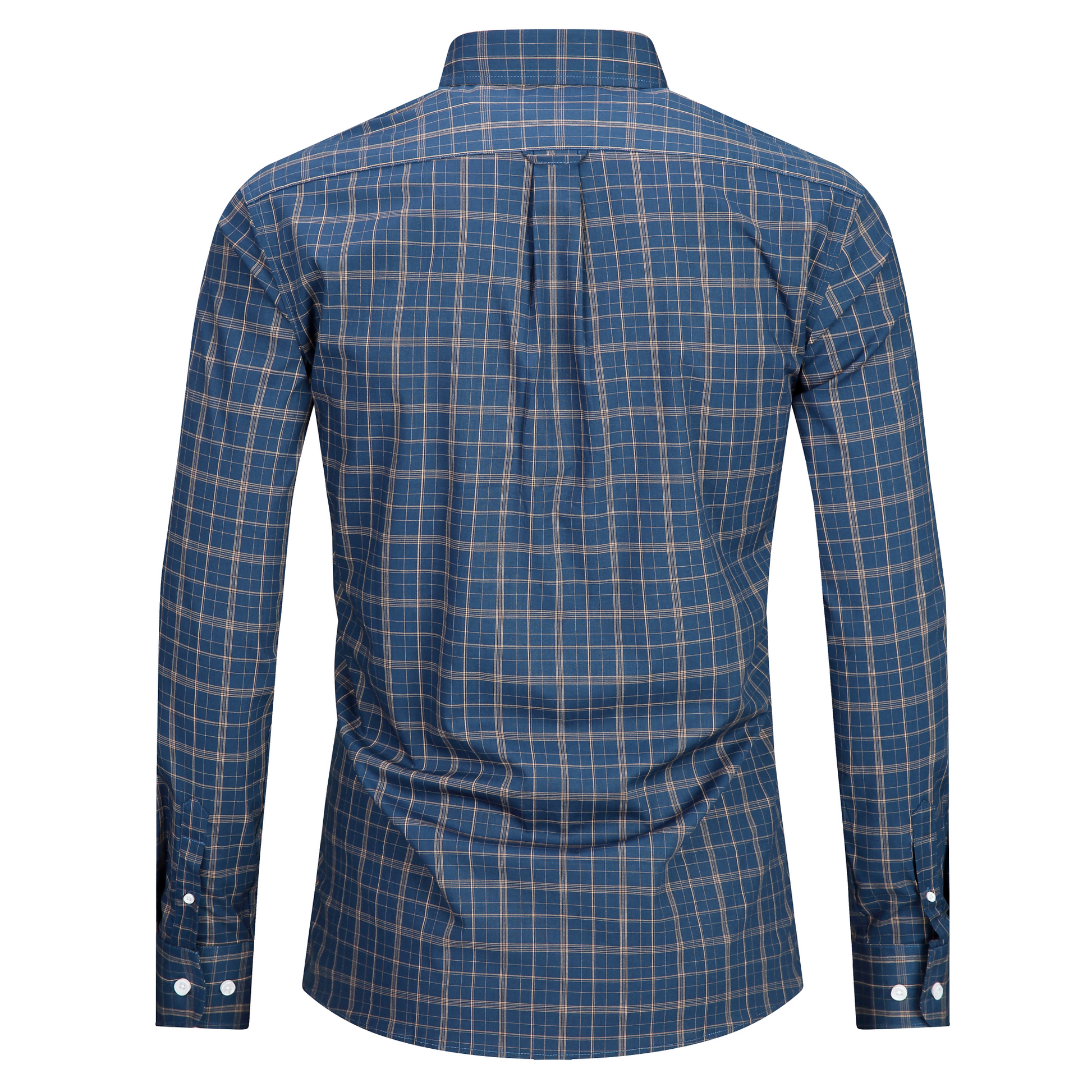 Dark Blue view 6 - FAHIZO Men's Plaid Button Down Dress Shirt Regular Fit Long Sleeve