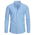 Light Blue view 6 - FAHIZO Men's Plaid Button Down Dress Shirt Regular Fit Long Sleeve